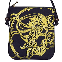 お祭り！和柄ポシェット大！風神雷神・黒金